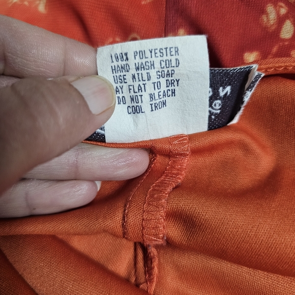 Vintage Giorgio Fiorlini 90s Orange & Red Ombre Floral Assymetric Dress Large - Picture 6 of 7